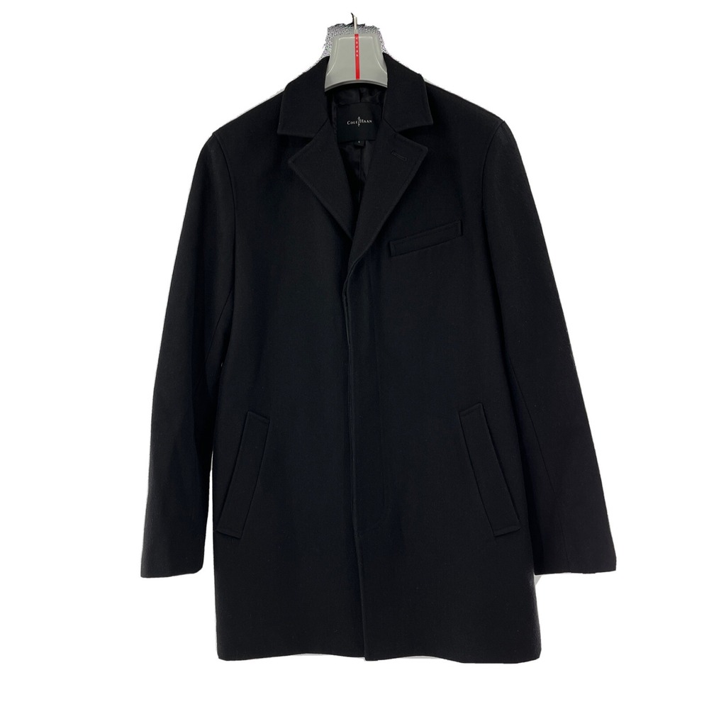 Cole Haan‎ Men's Wool Blend Single Breasted Classic Coat Black Size Small